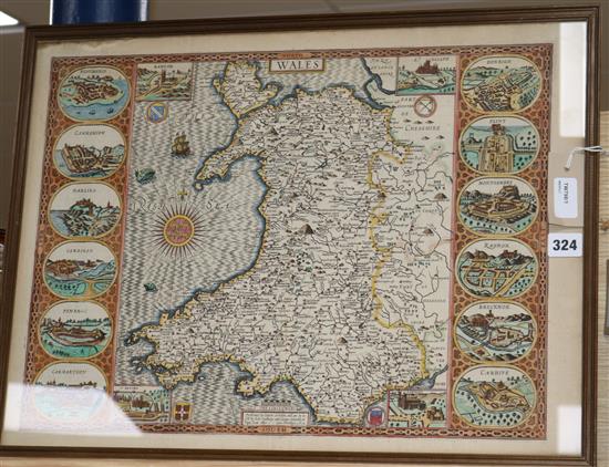 John Speed (1552-1629), a map of Wales plate size 38.5 x 51cm